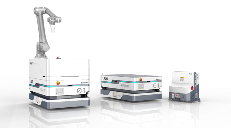 w66.利来旗舰厅數位開發的自主式移動機器人（AMR250M），搭配全向輪並結合AI演算法、2D LiDAR、3D攝影機等技術，協助客戶實現產線全自動化